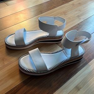 Vince Camuto white strappy slides
